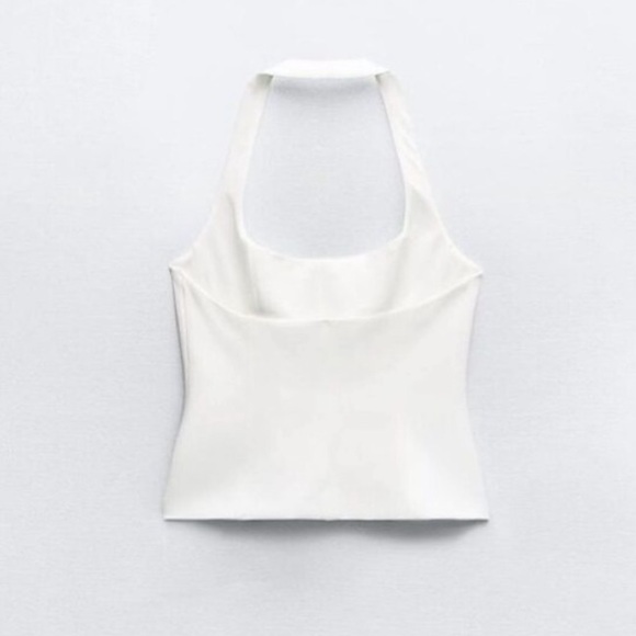 NWT Zara White Fitted Halter Top Size XL - Picture 4 of 7